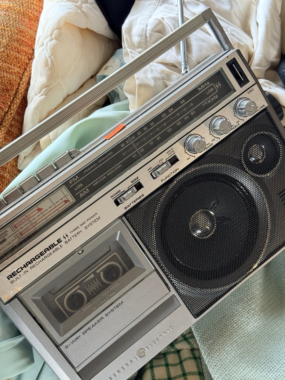 A vintage portable radio and cassette player